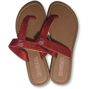 Indiana Hoosiers Ladies Women's Red Sparkle Flip Flops (6)